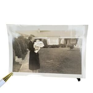 Vtg Grandmother with Newborn Baby Monochrome Photography Found Snapshot